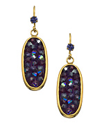 Liz Palacios Gold and Crystal Oval Drop Earrings